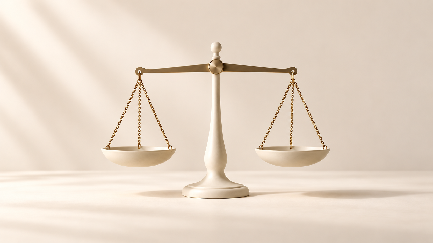 Ivory balance scale with a brushed metal beam on a cream surface, illustrating the comparison of cookie consent costs and value
